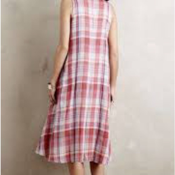 Anthropologie Maeve Plaid Sleeveless Button Front High Low Dress Medium - Picture 2 of 9